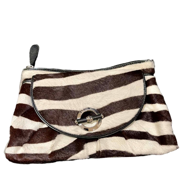 Dior Envelope Clutch Zebra Print Pony Style Calfskin Leather Silver Hardware