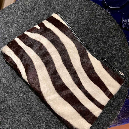 Dior Envelope Clutch Zebra Print Pony Style Calfskin Leather Silver Hardware