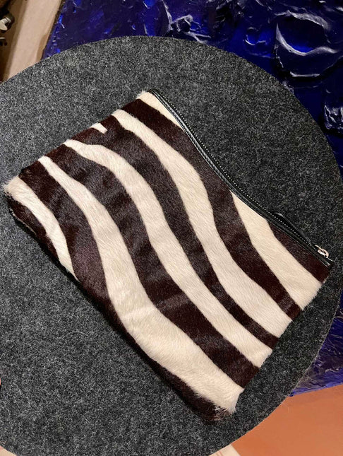 Dior Envelope Clutch Zebra Print Pony Style Calfskin Leather Silver Hardware