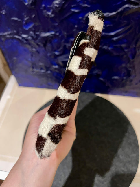 Dior Envelope Clutch Zebra Print Pony Style Calfskin Leather Silver Hardware