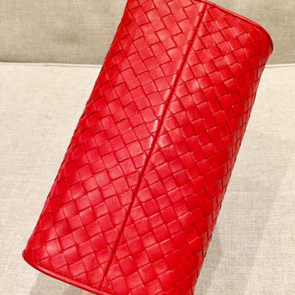 Bottega Veneta Top Handle Bag Red Intrecciato Leather
