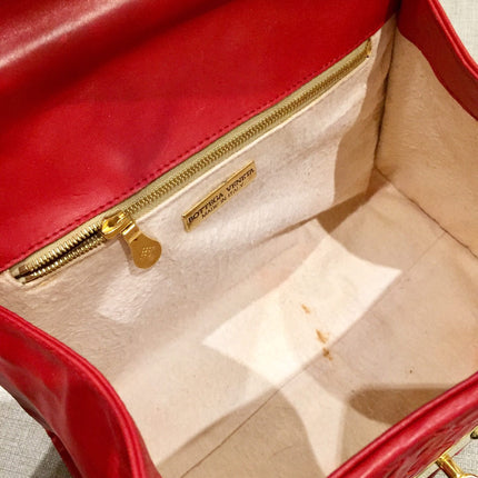 Bottega Veneta Top Handle Bag Red Intrecciato Leather