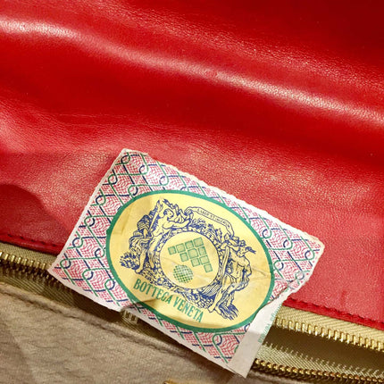 Bottega Veneta Top Handle Bag Red Intrecciato Leather