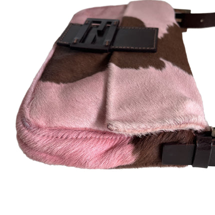 Fendi Baguette Pony-style Calfskin Leather Shoulder Bag in Pink Cow Print