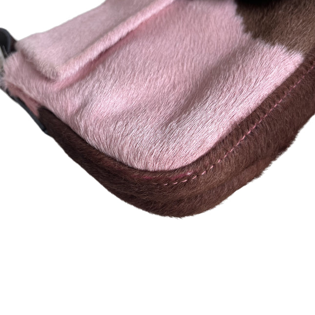 Fendi Baguette Pony-style Calfskin Leather Shoulder Bag in Pink Cow Print