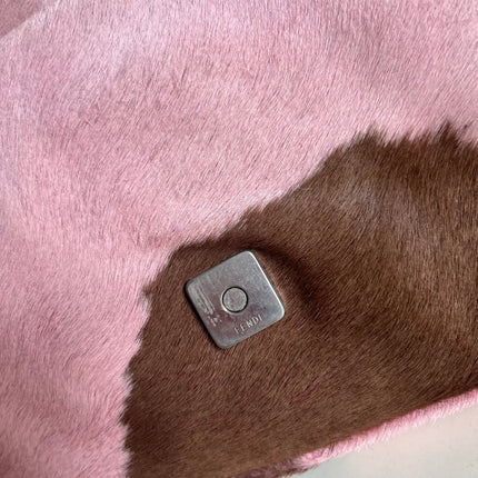 Fendi Baguette Pony-style Calfskin Leather Shoulder Bag in Pink Cow Print