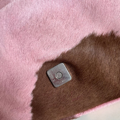 Fendi Baguette Pony-style Calfskin Leather Shoulder Bag in Pink Cow Print