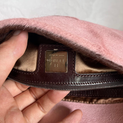 Fendi Baguette Pony-style Calfskin Leather Shoulder Bag in Pink Cow Print