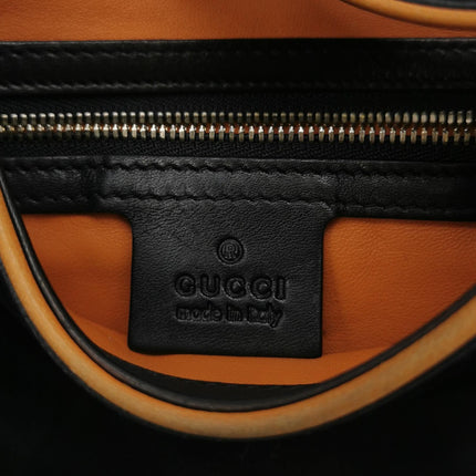Gucci Jackie Soft Medium Black Nubuck SuedeÊLeather Orange Lining Gold Piston Lock
