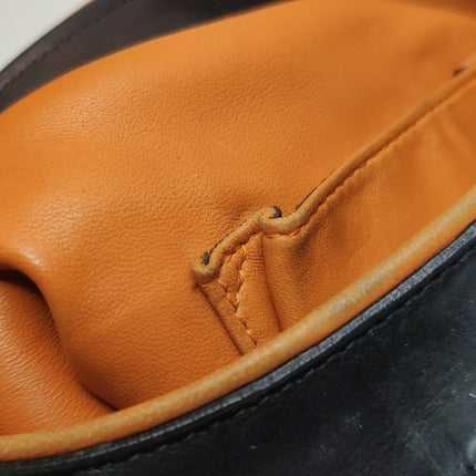 Gucci Jackie Soft Medium Black Nubuck SuedeÊLeather Orange Lining Gold Piston Lock