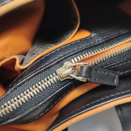 Gucci Jackie Soft Medium Black Nubuck SuedeÊLeather Orange Lining Gold Piston Lock