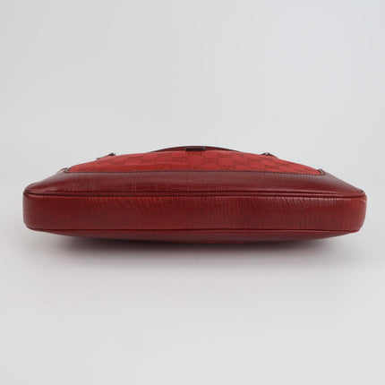Gucci Jackie Vintage Medium Red Monogram Canvas and Leather Silver Hardware Shoulder Bag