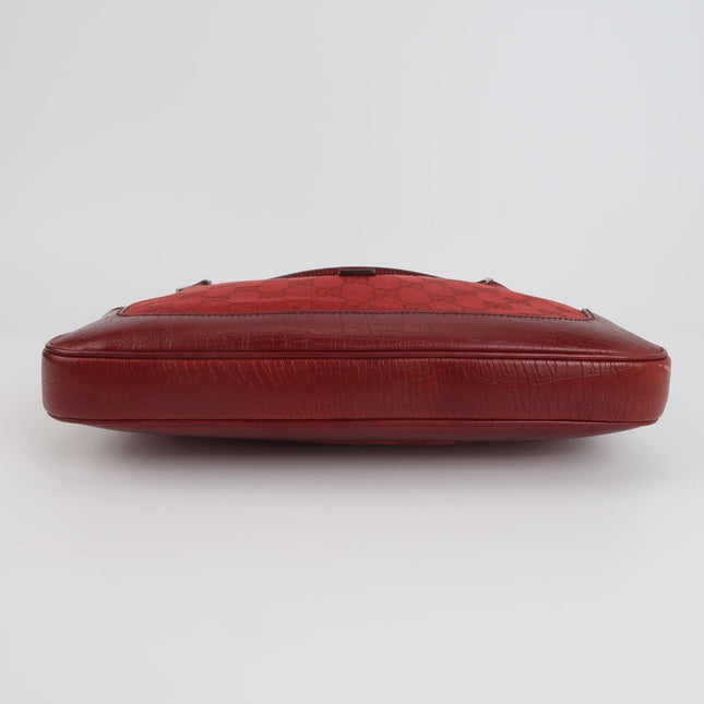 Gucci Jackie Vintage Medium Red Monogram Canvas and Leather Silver Hardware Shoulder Bag