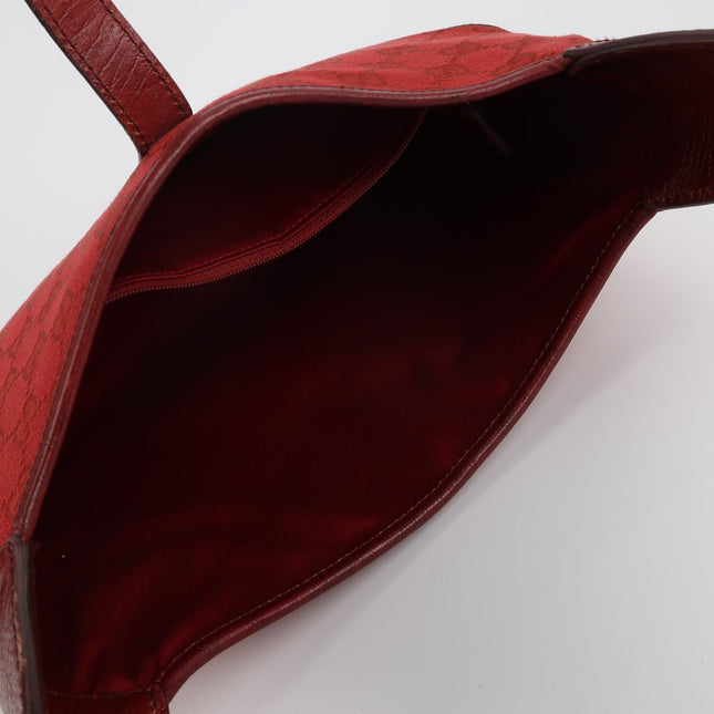 Gucci Jackie Vintage Medium Red Monogram Canvas and Leather Silver Hardware Shoulder Bag