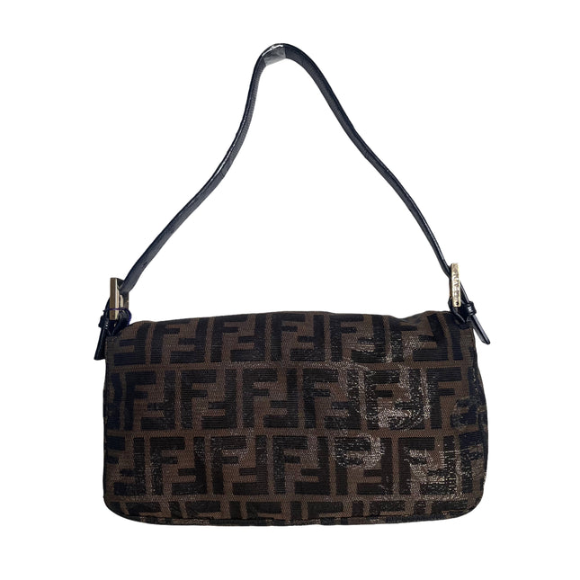 Sold Fendi Baguette Classic Zucca Print Fendi Monogram Glossy Embroidery Lizzard Skin Strap