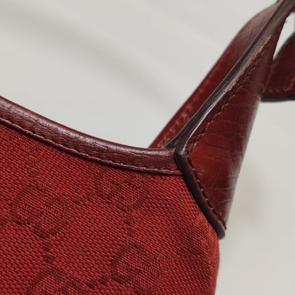 Gucci Jackie Vintage Medium Red Monogram Canvas and Leather Silver Hardware Shoulder Bag