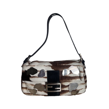 Sold Fendi Baguette Pony-style Calfskin Leather Zebra Print with Metal Mirror