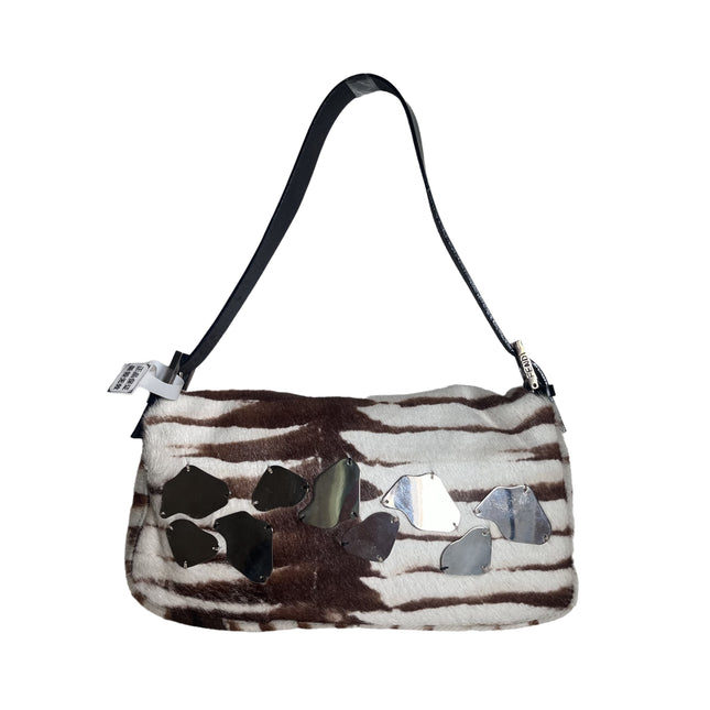Sold Fendi Baguette Pony-style Calfskin Leather Zebra Print with Metal Mirror