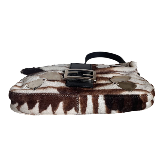Sold Fendi Baguette Pony-style Calfskin Leather Zebra Print with Metal Mirror
