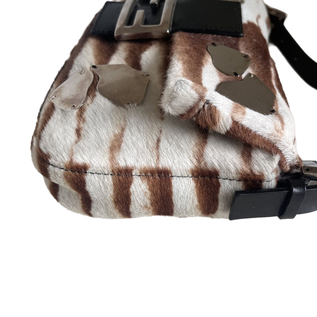 Sold Fendi Baguette Pony-style Calfskin Leather Zebra Print with Metal Mirror