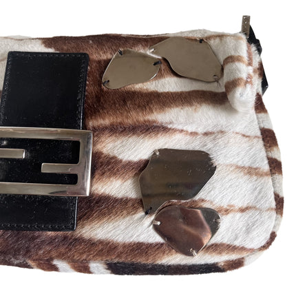 Sold Fendi Baguette Pony-style Calfskin Leather Zebra Print with Metal Mirror