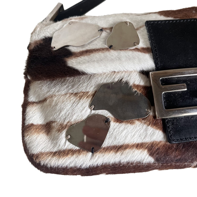 Sold Fendi Baguette Pony-style Calfskin Leather Zebra Print with Metal Mirror