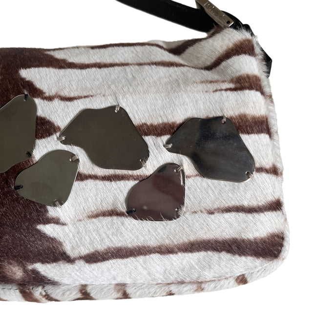 Sold Fendi Baguette Pony-style Calfskin Leather Zebra Print with Metal Mirror