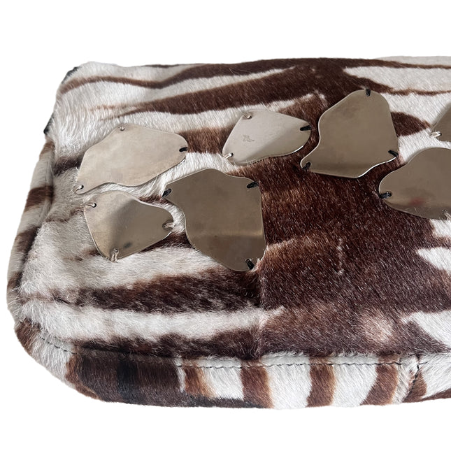 Sold Fendi Baguette Pony-style Calfskin Leather Zebra Print with Metal Mirror