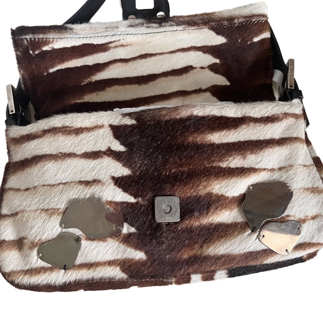 Sold Fendi Baguette Pony-style Calfskin Leather Zebra Print with Metal Mirror