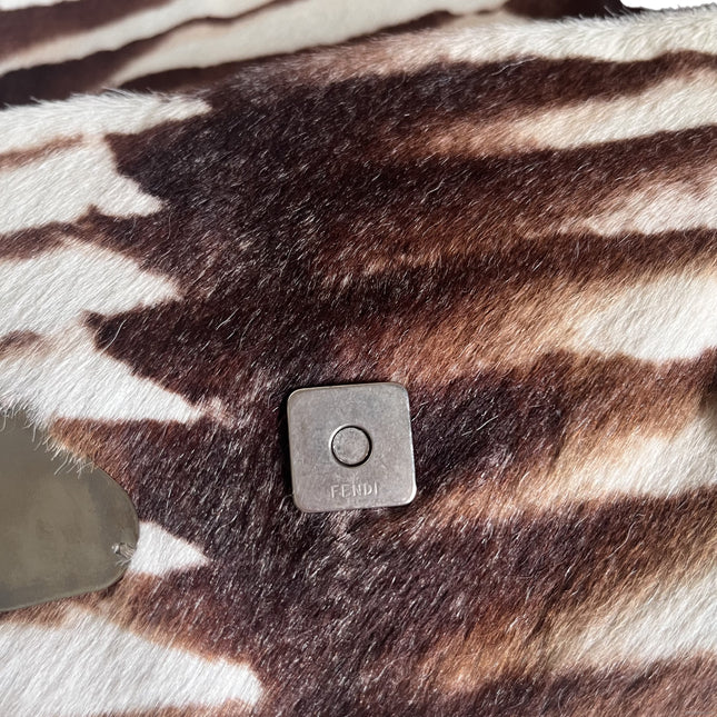 Sold Fendi Baguette Pony-style Calfskin Leather Zebra Print with Metal Mirror