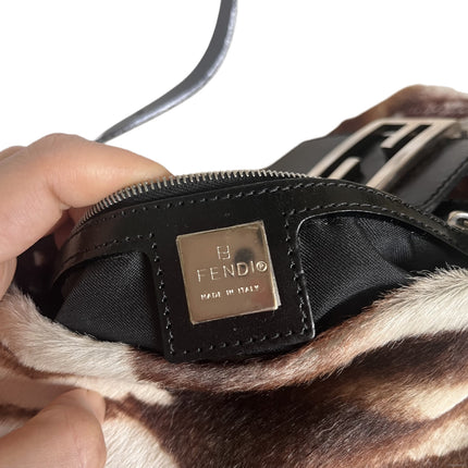 Sold Fendi Baguette Pony-style Calfskin Leather Zebra Print with Metal Mirror