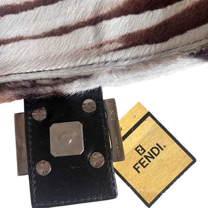 Sold Fendi Baguette Pony-style Calfskin Leather Zebra Print with Metal Mirror