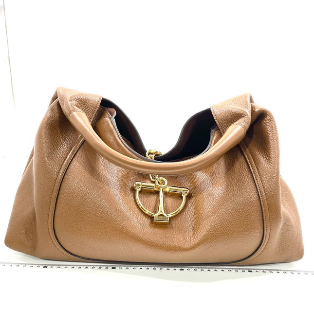 Gucci Softbit Maxi Shoulder Bag Tan Brown Calfskin Leather 2024