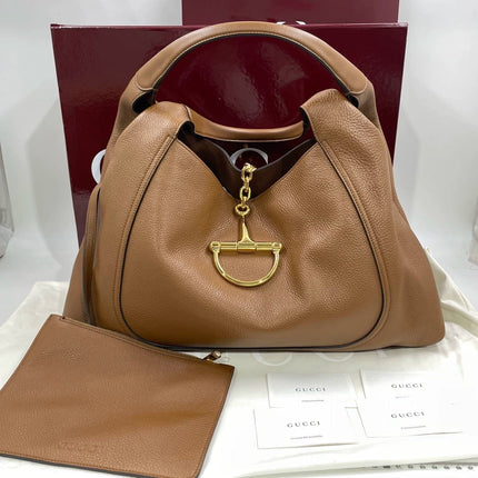 Gucci Softbit Maxi Shoulder Bag Tan Brown Calfskin Leather 2024