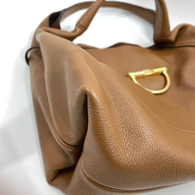 Gucci Softbit Maxi Shoulder Bag Tan Brown Calfskin Leather 2024