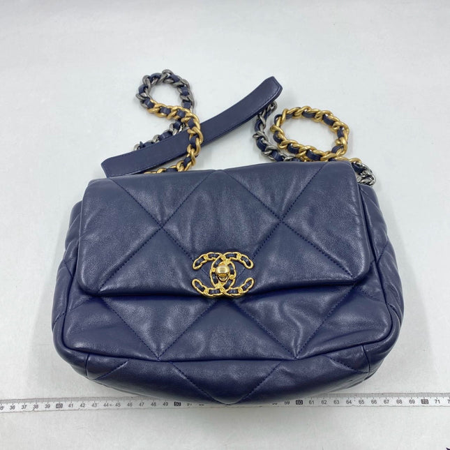 Sold Chanel 19 Bag Small Navy Gold Hardware Chain Crossbody Bag