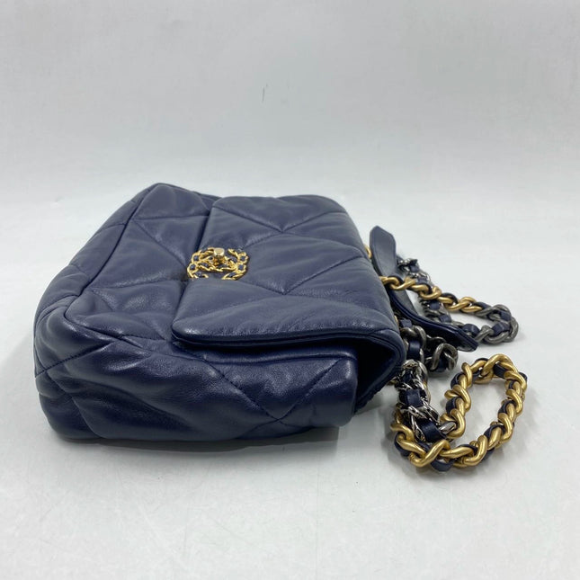 Sold Chanel 19 Bag Small Navy Gold Hardware Chain Crossbody Bag