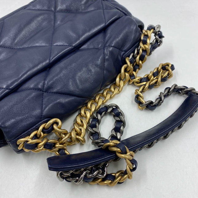 Sold Chanel 19 Bag Small Navy Gold Hardware Chain Crossbody Bag