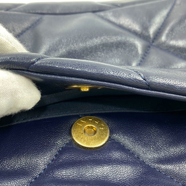 Sold Chanel 19 Bag Small Navy Gold Hardware Chain Crossbody Bag