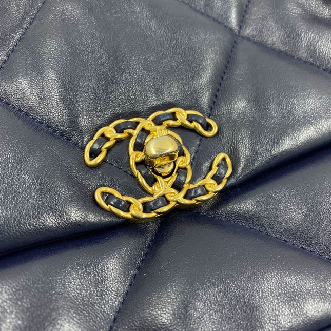 Sold Chanel 19 Bag Small Navy Gold Hardware Chain Crossbody Bag