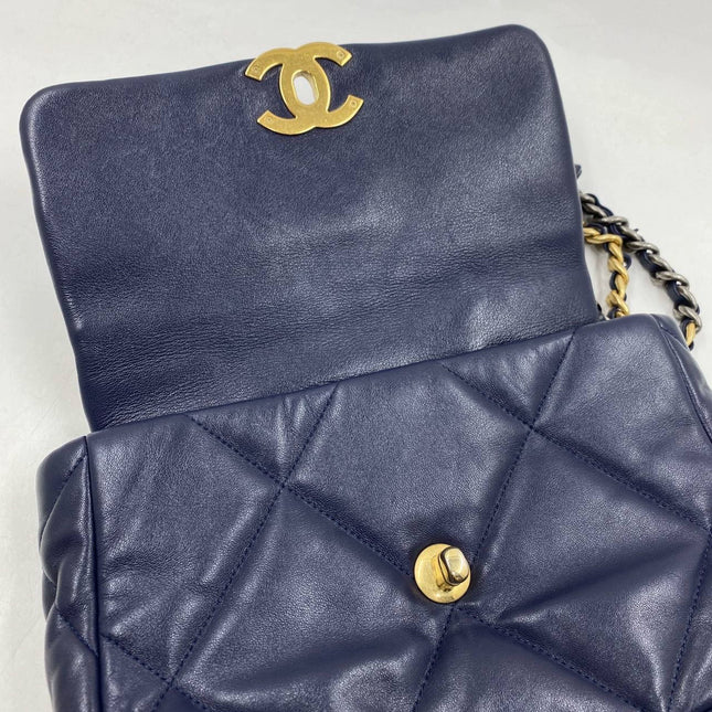Sold Chanel 19 Bag Small Navy Gold Hardware Chain Crossbody Bag