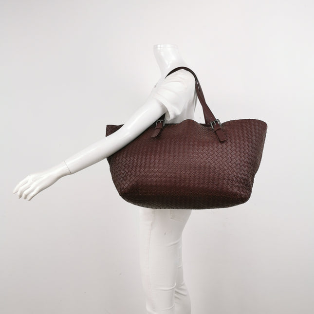 Bottega Veneta Cesta Shopper Tote Intrecciato Burgundy Leather Medium 40cm