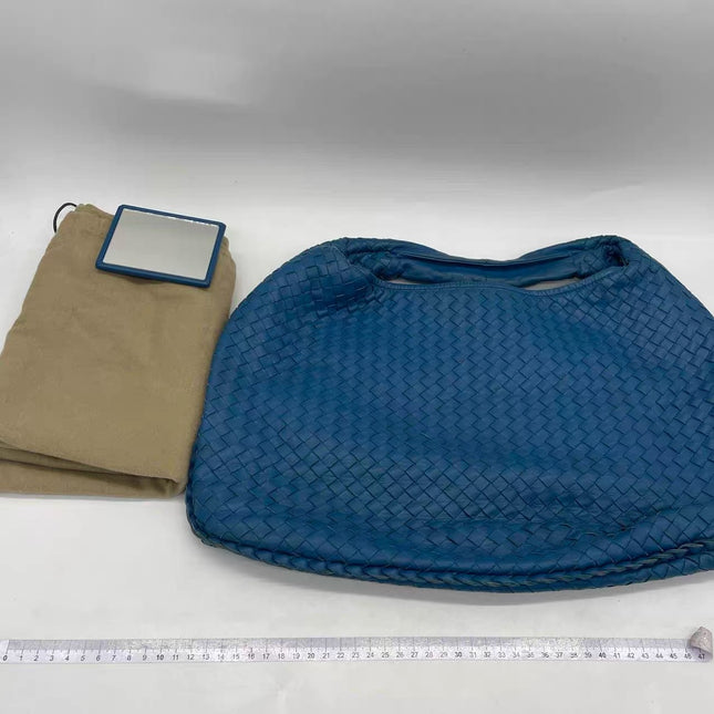 Bottega Veneta Veneta Hobo Blue Navy Intreciatto Leather Bag Large 47cm