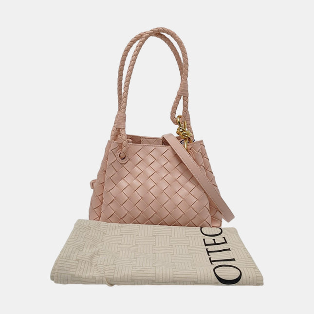 Bottega Veneta Parachute Small Intrecciato Pink Leather with Strap 20cm