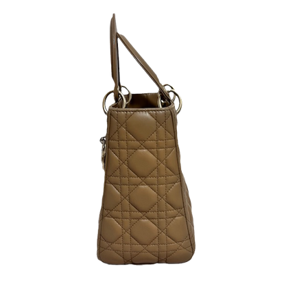 Sold Lady Dior Medium Beige Cannage Lambskin Leather