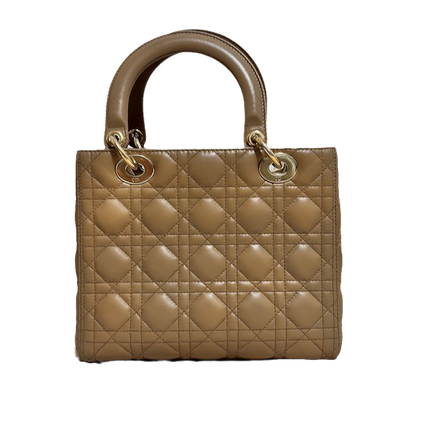 Sold Lady Dior Medium Beige Cannage Lambskin Leather