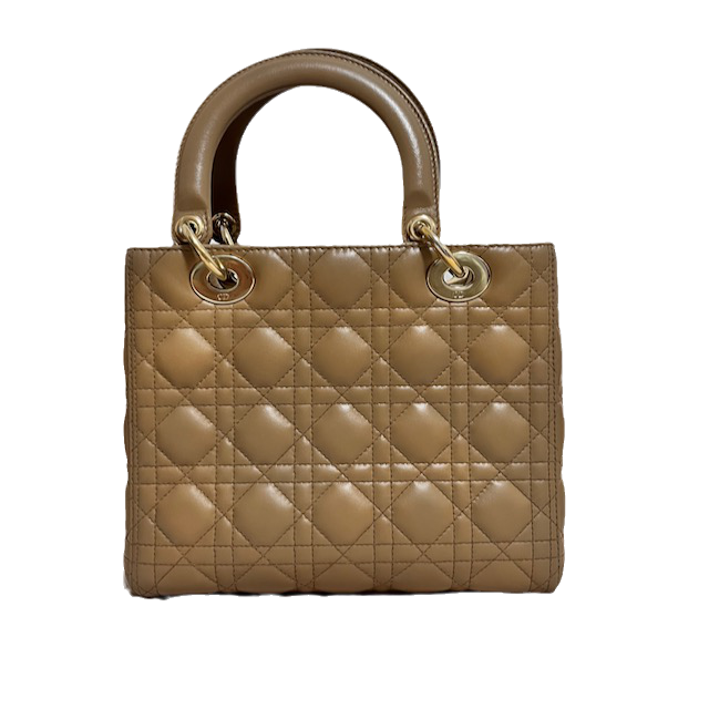 Sold Lady Dior Medium Beige Cannage Lambskin Leather