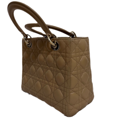 Sold Lady Dior Medium Beige Cannage Lambskin Leather