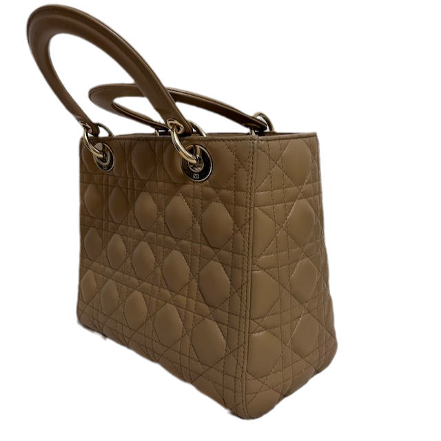 Sold Lady Dior Medium Beige Cannage Lambskin Leather