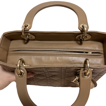 Sold Lady Dior Medium Beige Cannage Lambskin Leather